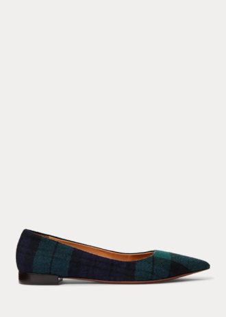 Ralph Lauren Kendrya Black Watch Plaid Ballerinas für Damen in Grün