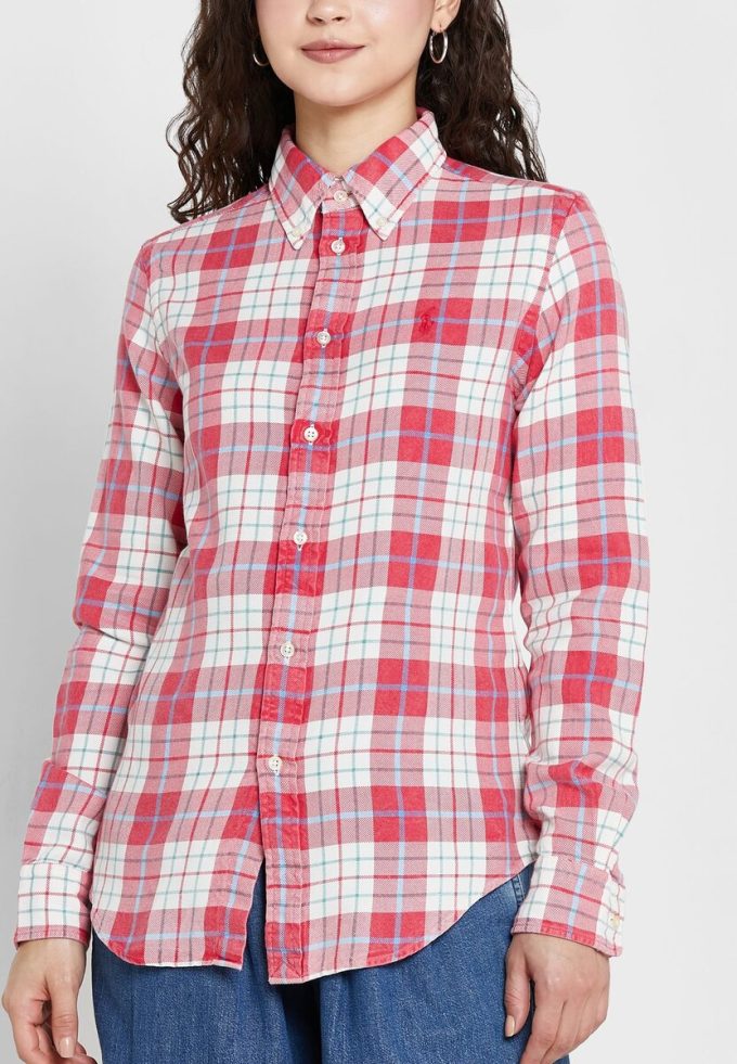 Rosa karierte Button-Down-Hemden von Ralph Lauren für Damen