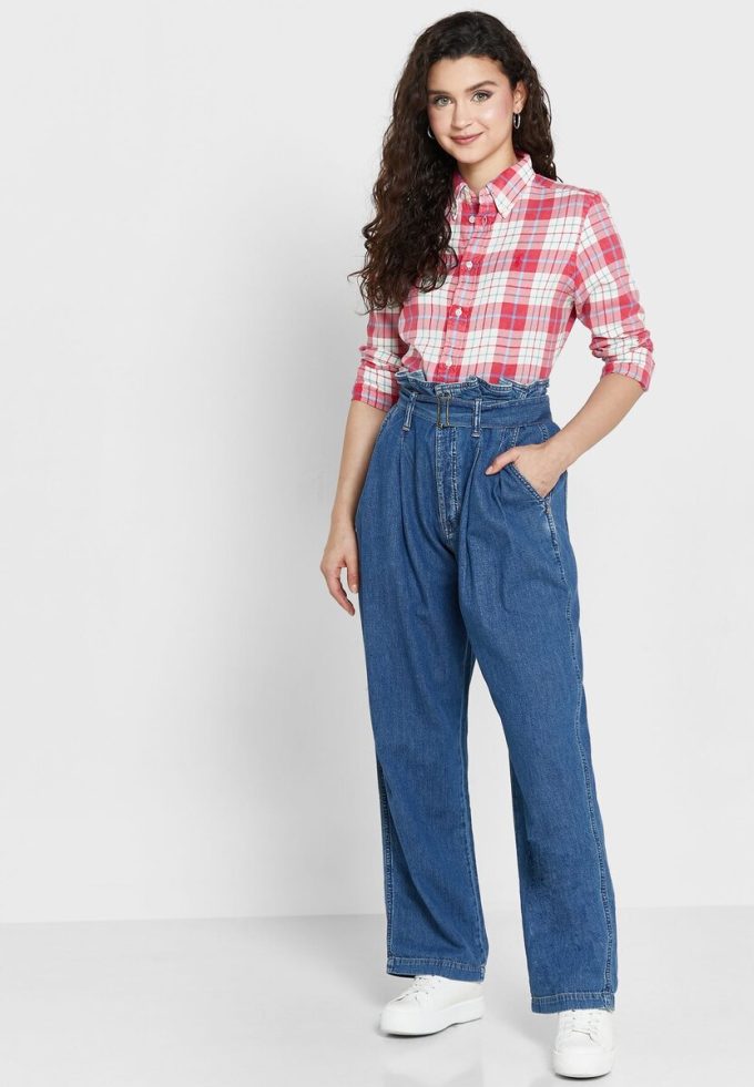 Rosa karierte Button-Down-Hemden von Ralph Lauren für Damen