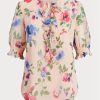 Rosa Ralph Lauren Blusenoberteile aus Georgette mit Blumenmuster in Crinkle-Optik für Damen