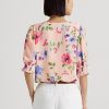 Rosa Ralph Lauren Blusenoberteile aus Georgette mit Blumenmuster in Crinkle-Optik für Damen