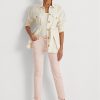 Rosa Ralph Lauren Coated Mid-Rise Straight Ankle Jeans für Damen