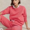 Rosa Ralph Lauren Fleece-Pullover mit Rundhalsausschnitt für Damen