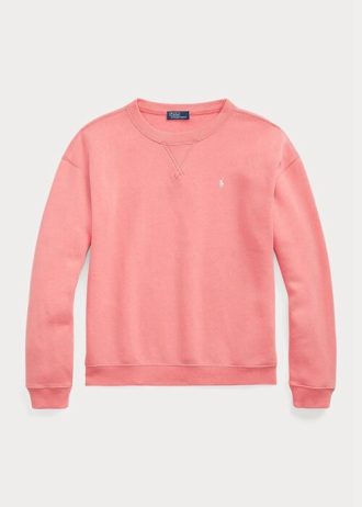Rosa Ralph Lauren Fleece-Pullover mit Rundhalsausschnitt für Damen