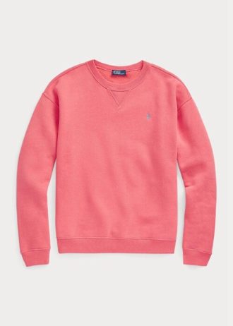 Rosa Ralph Lauren Fleece-Pullover mit Rundhalsausschnitt für Damen