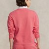 Rosa Ralph Lauren Fleece-Pullover mit Rundhalsausschnitt für Damen