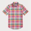 Rosa Ralph Lauren Herren-Popover-Hemden im klassischen Madras-Stil