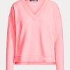 Rosa Ralph Lauren Jersey-Pullover mit V-Ausschnitt für Damen