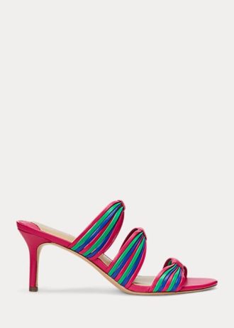 Rosa Ralph Lauren Lorraine Sandalen aus gestreiftem Nappaleder für Damen