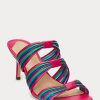 Rosa Ralph Lauren Lorraine Sandalen aus gestreiftem Nappaleder für Damen