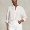 Rosa Ralph Lauren Relaxed Fit Gestreifte Leinenhemden für Damen