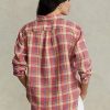Rosa Ralph Lauren Relaxed Fit Karierte Leinenhemden für Damen