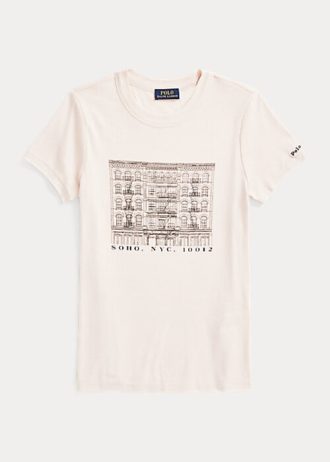 Rosa Ralph Lauren Slim Graphic T-Shirts aus gerippter Baumwolle für Damen