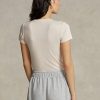 Rosa Ralph Lauren Slim Graphic T-Shirts aus gerippter Baumwolle für Damen