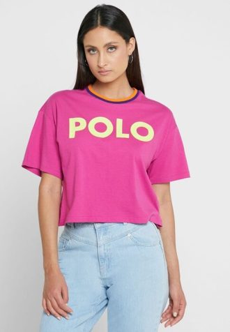 Rosa Ralph Lauren T-Shirts mit Rundhalsausschnitt und Grafik für Damen