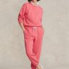 Rosafarbene Ralph Lauren Fleece-Sporthose für Damen