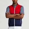 Rot/Marineblaue wasserabweisende, verstaubare Weste von Ralph Lauren für Herren
