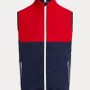 Rot/Marineblaue wasserabweisende, verstaubare Weste von Ralph Lauren für Herren