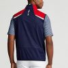 Rot/Marineblaue wasserabweisende, verstaubare Weste von Ralph Lauren für Herren