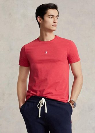 Rote Herren Ralph Lauren Custom Slim Fit Rundhals-T-Shirts