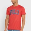 Rote Herren-T-Shirts mit Rundhalsausschnitt und Slogan von Ralph Lauren