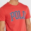 Rote Herren-T-Shirts mit Rundhalsausschnitt und Slogan von Ralph Lauren
