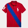 Rote Poloshirts aus Netzstoff mit großem Pony von Ralph Lauren für Herren