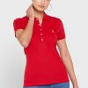 Rote Poloshirts für Damen von Ralph Lauren mit Knopfdetail