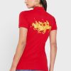 Rote Poloshirts für Damen von Ralph Lauren mit Knopfdetail