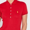 Rote Poloshirts für Damen von Ralph Lauren mit Knopfdetail