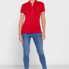 Rote Poloshirts für Damen von Ralph Lauren mit Knopfdetail