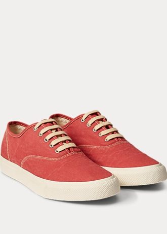 Rote Ralph Lauren Canvas-Sneakers für Damen