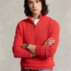 Rote Ralph Lauren Pullover aus Baumwolle mit Viertelreißverschluss und Netzstrick für Herren