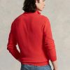 Rote Ralph Lauren Pullover aus Baumwolle mit Viertelreißverschluss und Netzstrick für Herren