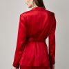 Rote Ralph Lauren Quinton Satinjacken mit Gürtel für Damen