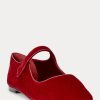 Rote, spitze Mary Jane-Schuhe aus Samt für Damen von Ralph Lauren