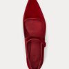 Rote, spitze Mary Jane-Schuhe aus Samt für Damen von Ralph Lauren
