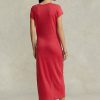 Rotes Leinenjerseykleid mit Bindedetail für Damen von Ralph Lauren