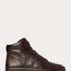 Schokoladenbraune High-Top-Sneakers „Jaemyn“ aus Kalbsleder von Ralph Lauren für Damen