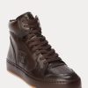 Schokoladenbraune High-Top-Sneakers „Jaemyn“ aus Kalbsleder von Ralph Lauren für Damen