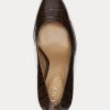 Schokoladenbraune Ralph Lauren Camila Heels aus geprägtem Leder für Damen
