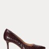 Schokoladenbraune Ralph Lauren Lanette Heels aus Schlangenlederimitat für Damen