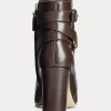 Schokoladenbraune Ralph Lauren Madelyn Stiefel aus brüniertem Leder für Damen