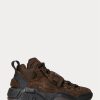 Schokoladenbraune Ralph Lauren PS100 High-Top-Sneakers aus Wildleder für Herren