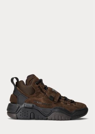 Schokoladenbraune Ralph Lauren PS100 High-Top-Sneakers aus Wildleder für Herren