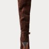Schokoladenbraune Ralph Lauren Zoe Tall Stiefel aus Wildlederkalbsleder für Damen