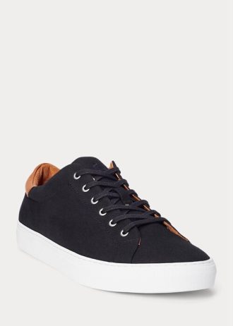 Schwarz / Braune Ralph Lauren Jermain Pique Sneakers für Herren