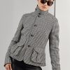 Schwarz / Cremefarbene Ralph Lauren Cartwright Houndstooth-Jacken aus Wollmischung für Damen