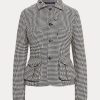 Schwarz / Cremefarbene Ralph Lauren Cartwright Houndstooth-Jacken aus Wollmischung für Damen