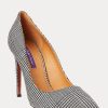 Schwarz / Cremefarbene Ralph Lauren Celia Glen Plaid Woll-Pumps für Damen